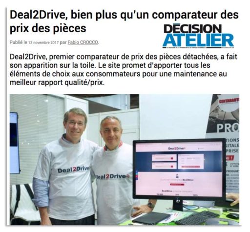DécisionAtelier Salut le Comparateur de Pièces Détachées Deal2Drive
